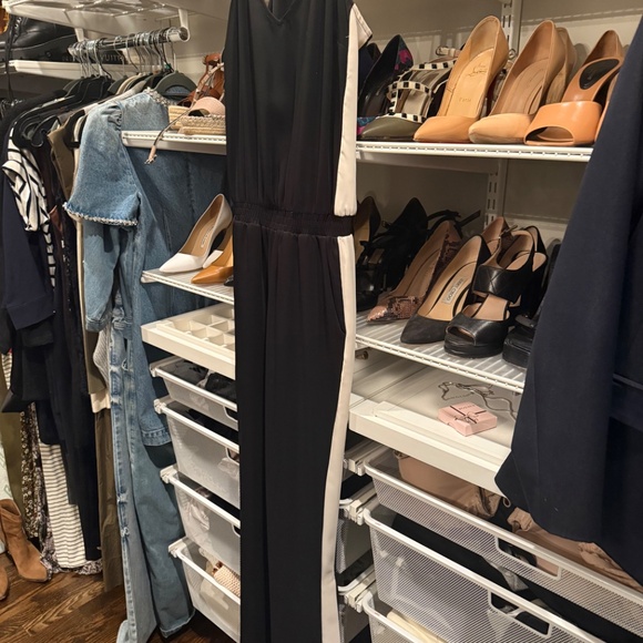 Amanda Uprichard Black (white side stripe) jumpsuit Sz 6 - Picture 3 of 5